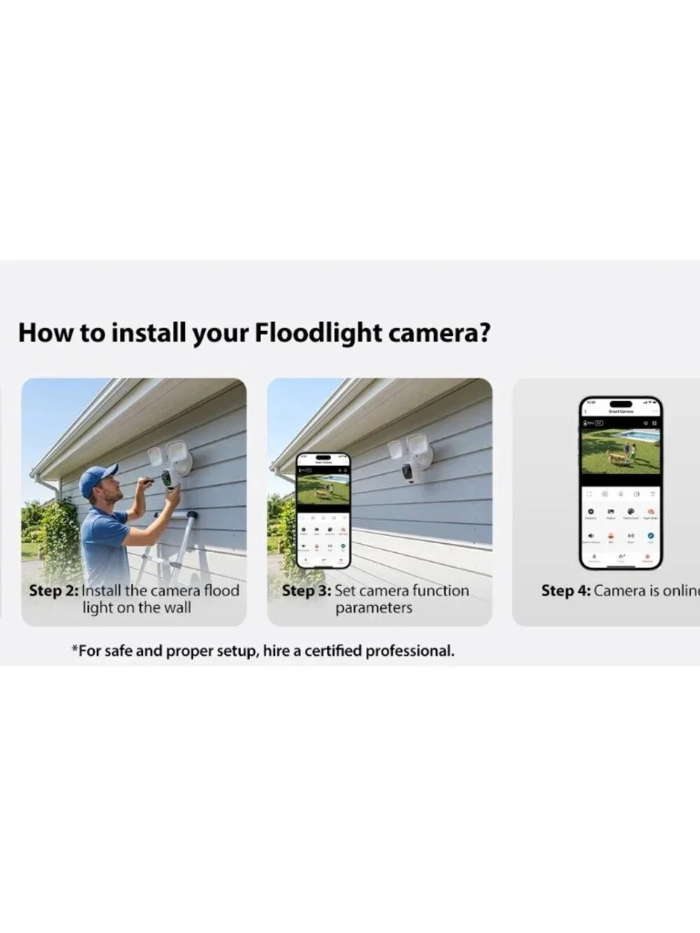 New: 2K Hardwired Flood Light Camera (Cream) - Alexa / Google Nest Compatible